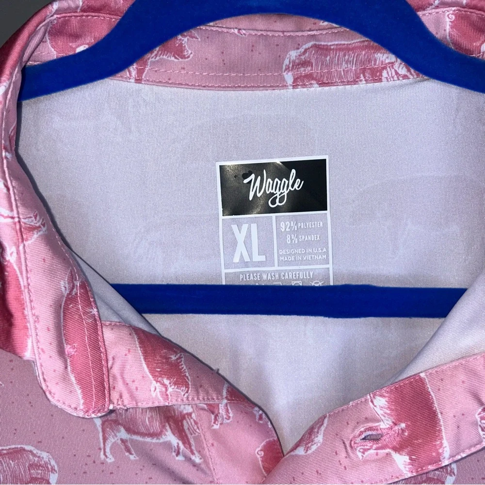 NWOT Waggle Hog Heaven Pink Pig Polo Shirt Size X Large - Picture 6 of 6